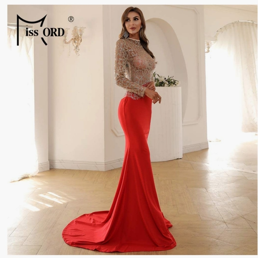 Miss ord Women's O Neck Long Sleeve Bodycon Maxi Dress for Prom.